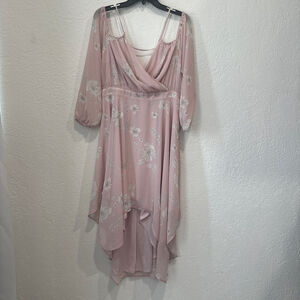 Women's EXPRESS Pink & White Floral High Low Dress, Size 10(293)